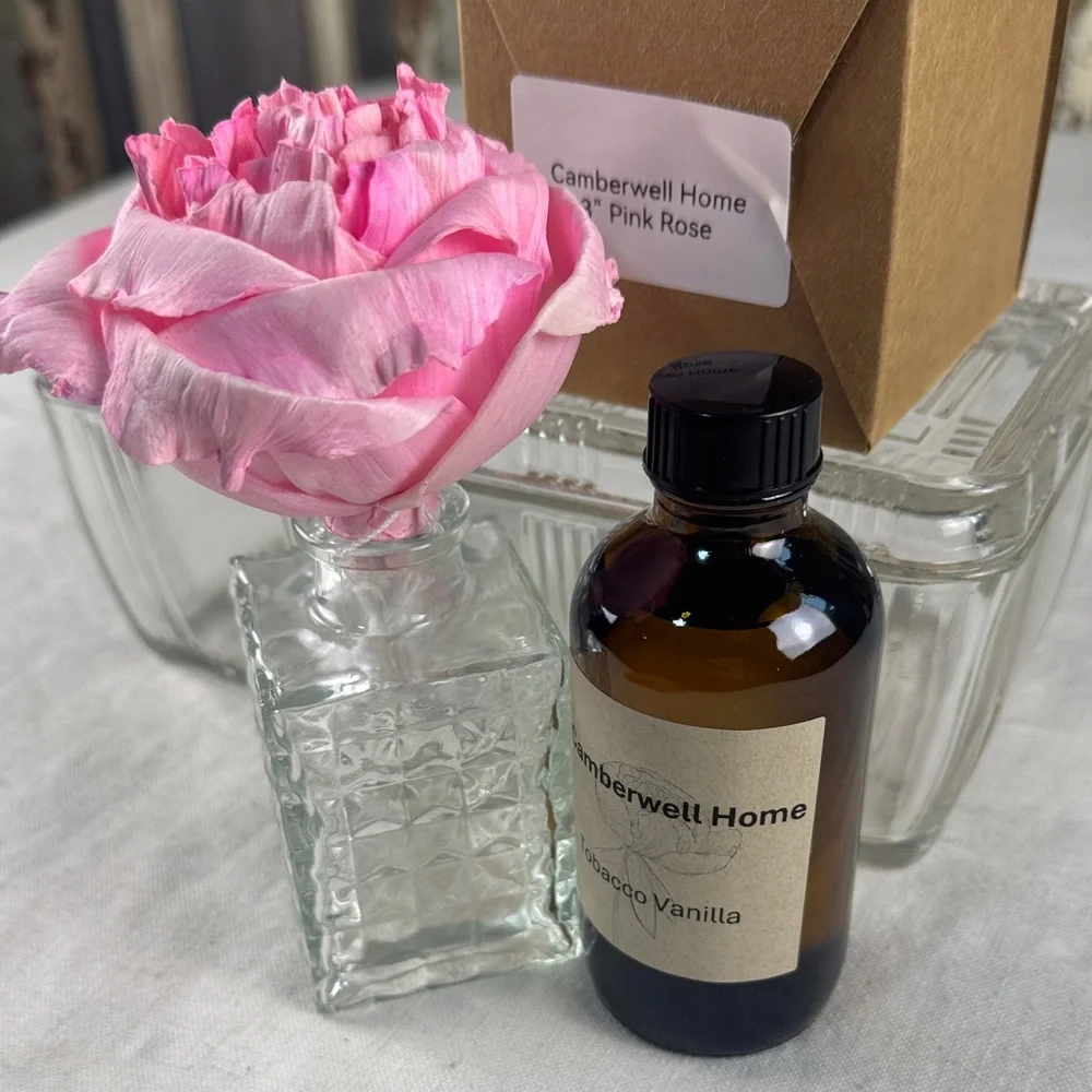Camberwell Home Tobacco Vanilla Home Diffuser Set-Pink Flower Diffuser